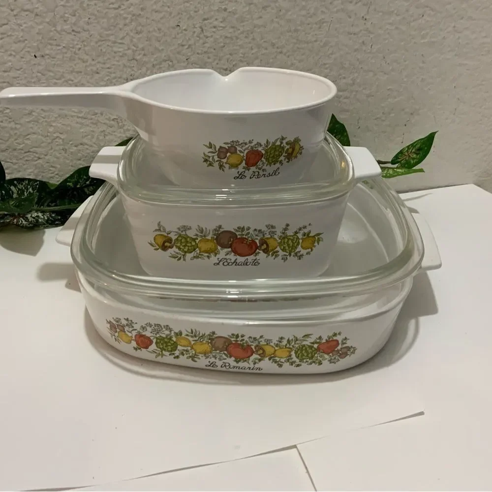 Set 3 RARE Corning Ware Le Romarin‎ Casserole Dish A-10-B l’echalotte le persil